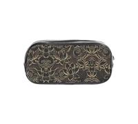 JIUTY Estuche transparente con diseño de flores de loto dorado bohemio con cremallera suave, bolsa de papelería multiusos para la escuela y la oficina