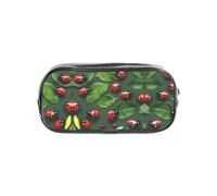 JIUTY Estuche transparente con diseño de hojas y mariquita con cremallera suave, bolsa de papelería multiusos para la escuela y la oficina