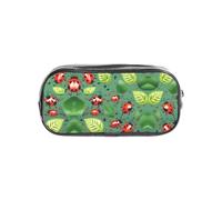 JIUTY Estuche transparente con diseño de hojas y mariquitas, con cremallera suave, bolsa de papelería multiusos para la escuela y la oficina