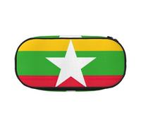 JIUTY Estuches estéticos con diseño de bandera de Myanmar de gran capacidad con cremallera, organizador portátil de escritorio de oficina para adultos, Black, Talla única, Organizador de bolsas