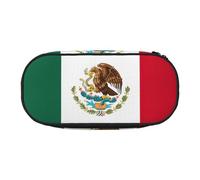 JIUTY Estuches estéticos de gran capacidad con cremallera y diseño de bandera de México, organizador portátil de escritorio de oficina para adultos, Black, Talla única, Organizador de bolsas
