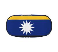 JIUTY Estuches estéticos de gran capacidad con cremallera y diseño de la bandera de Nauru, organizador portátil de escritorio de oficina para adultos, Black, Talla única, Organizador de bolsas