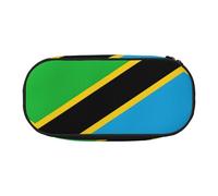 JIUTY Estuches para lápices con cremallera y diseño de bandera de Tanzania, organizador portátil de escritorio de oficina para adultos, Black, Talla única, Organizador de bolsas