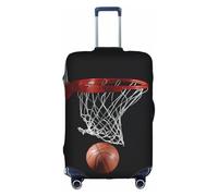 JIUTY Funda de maleta grande con estampado de baloncesto, funda elástica para maleta con impresión de doble cara, mantiene el equipaje cerrado, White, L