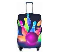 JIUTY Funda de maleta grande con estampado de bolas de bolos, funda elástica para maleta con impresión de doble cara, mantiene el equipaje cerrado, White, S