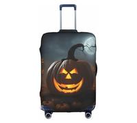 JIUTY Funda de maleta grande con estampado de calabaza fantasma de Halloween, funda elástica con impresión de doble cara, mantiene el equipaje cerrado, White, XL