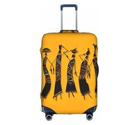 JIUTY Funda de maleta grande con estampado de cultura africana creativa, funda elástica con impresión de doble cara, mantiene el equipaje cerrado, White, S