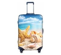 JIUTY Funda de maleta grande con estampado de estrellas de mar de playa, funda elástica con impresión de doble cara, mantiene el equipaje cerrado, White, L