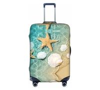 JIUTY Funda de maleta grande con estampado de estrellas de mar y conchas marinas, funda elástica para maleta con impresión de doble cara, mantiene el equipaje cerrado, White, L