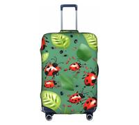 JIUTY Funda de maleta grande con estampado de hojas y mariquitas, funda elástica con impresión de doble cara, mantiene el equipaje cerrado, White, M