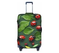 JIUTY Funda de maleta grande con estampado de hojas y mariquitas, funda elástica con impresión de doble cara, mantiene el equipaje cerrado, White, XL