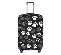JIUTY Funda de maleta grande con estampado de huellas en blanco y negro, funda elástica para maleta con impresión de doble cara, mantiene el equipaje cerrado, White, XL