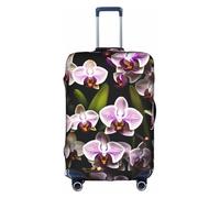 JIUTY Funda de maleta grande con estampado de orquídeas, funda elástica con impresión de doble cara, mantiene el equipaje cerrado, White, S