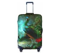 JIUTY Funda de maleta grande con estampado de pavo real colorido, funda elástica con impresión de doble cara, mantiene el equipaje cerrado, White, XL