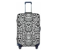 JIUTY Funda de maleta grande con estampado de piel de serpiente negra y blanca, funda elástica con impresión de doble cara, mantiene el equipaje cerrado, White, L