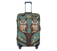 JIUTY Funda de maleta grande con estampado de ramas de árbol de búho, funda elástica con impresión de doble cara, mantiene el equipaje cerrado, White, S