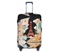 JIUTY Funda de maleta grande con impresión de la Torre Eiffel de París, funda elástica con impresión de doble cara, mantiene el equipaje cerrado, White, XL
