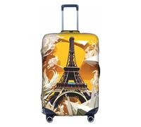 JIUTY Funda de maleta grande con impresión de la Torre Eiffel de París, funda elástica con impresión de doble cara, mantiene el equipaje cerrado, White, S