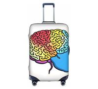 JIUTY Funda para maleta grande con estampado de cerebro izquierdo y derecho, funda elástica con impresión de doble cara, mantiene el equipaje cerrado, White, S