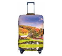 JIUTY Funda para maleta grande con estampado de granja de país, funda elástica con impresión de doble cara, mantiene el equipaje cerrado, White, L