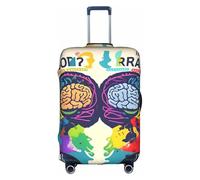 JIUTY Funda para maleta grande con impresión de ventaja del cerebro izquierdo y derecho, funda elástica con impresión de doble cara, mantiene el equipaje cerrado, White, XL