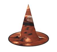 JIUTY Gorra de bruja con estampado de planeta de Marte de 2 piezas, sombrero de fiesta de Halloween, accesorio de disfraz de bruja para fiesta de Halloween