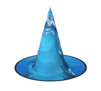 JIUTY Gorro de bruja con estampado de delfín con una sonrisa, 2 piezas, para fiestas de Halloween, accesorio de disfraz de bruja para fiesta de Halloween