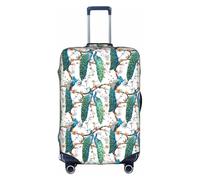 JIUTY Hermosa funda de maleta grande con estampado de flores de pavo real, funda elástica para maleta con impresión de doble cara, mantiene el equipaje cerrado, White, S