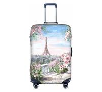 JIUTY Hermosa funda de maleta grande con impresión de la Torre Eiffel de París, funda elástica para maleta con impresión de doble cara, mantiene el equipaje cerrado, White, L