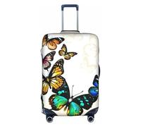 JIUTY Hermosa funda para maleta grande con estampado de mariposas, funda elástica con impresión de doble cara, mantiene el equipaje cerrado, White, S