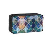 JIUTY Hermoso organizador de papelería con estampado a color, bolsa grande de poliéster con cremallera suave para adolescentes, escuela, viajes de trabajo