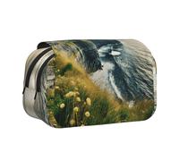 JIUTY Ireland Outdoors County Clare The Cliffs - Estuche para lápices de gran capacidad, bolsa de papelería para niños con doble capa para escuela, oficina, universidad, Black, Talla única