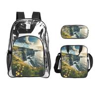 JIUTY Ireland Outdoors County Clare The Cliffs - Juego de mochila estampada 3 en 1, bolsa transparente para la escuela, trabajo, eventos en estadio y transporte diario