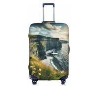 JIUTY Ireland Outdoors - Funda para maleta grande con estampado de Clare The Cliffs, funda elástica con impresión de doble cara, mantiene el equipaje cerrado, White, L