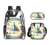 JIUTY Juego de mochila 3 en 1 con estampado de cálculo de matemáticas Geometry G olsa transparente para eventos escolares, trabajo, estadio y transporte diario