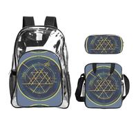 JIUTY Juego de mochila 3 en 1 con estampado de cálculo matemático, bolsa transparente para eventos escolares, trabajo, estadio y transporte diario