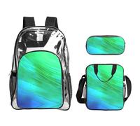 JIUTY Juego de mochila 3 en 1 con estampado de color azul azulado para eventos escolares, trabajo, estadio y transporte diario