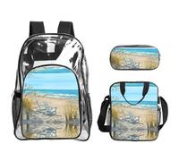 JIUTY Juego de mochila estampada con sillas de playa 3 en 1, bolsa transparente para el trabajo, eventos escolares, estadios y transporte diario