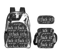 JIUTY Juego de mochila estampada en blanco y negro 3 en 1, bolsa transparente para eventos escolares, trabajo, estadio y transporte diario