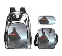JIUTY Juego de mochila gigante 3 en 1 con estampado de barco nuclear transparente para eventos escolares, trabajo, estadio y transporte diario