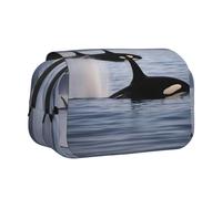 JIUTY Killer Whales Swim Along - Estuche para lápices de gran capacidad, bolsa de papelería para niños con doble capa para escuela, oficina, universidad, Black, Talla única, Organizador de bolsas