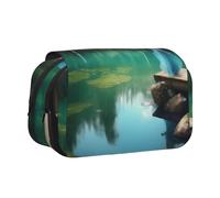 JIUTY Lake Fairy - Estuche para lápices de gran capacidad con impresión de hadas para niños, bolsa de papelería con doble capa para escuela, oficina, universidad, Black, Talla única, Organizador de