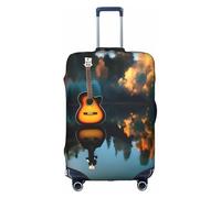 JIUTY Lake Guitar Reflections - Funda para maleta grande con estampado de guitarra y estampado de doble cara, mantiene el equipaje cerrado, White, S