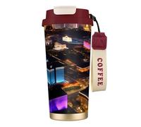 JIUTY Las Vegas Night View - Taza de café de viaje en acero inoxidable 316 con tapa sin fugas y BPA que mantiene el calor y el frío durante horas
