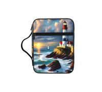 JIUTY Lighthouse - Bolsa de mano para Biblia con estampado de pintura de diamante con asa resistente, funda protectora para culto a la iglesia y peregrinación