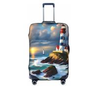 JIUTY Lighthouse - Funda de maleta grande con impresión de pintura de diamante, funda elástica para maleta con impresión de doble cara, mantiene el equipaje cerrado, White, S