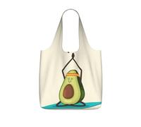 JIUTY Lindo bolso de compras plegable reutilizable con estampado de aguacate para yoga, 25 l, de poliéster, para viajes, fin de semana, regalo