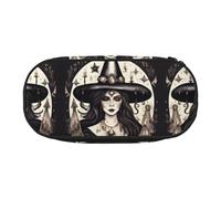 JIUTY Magic Witch Witchcraft - Estuche para lápices con cremallera y diseño bohemio, bonito y estético de gran capacidad, organizador portátil de escritorio de oficina para adultos, Black, Talla