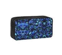 JIUTY Many Blue Roses - Organizador de papelería con estampado de rosas azules, bolsa grande de poliéster con cremallera suave para adolescentes, viajes de trabajo escolar