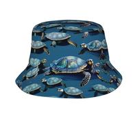 JIUTY Many Sea Turtle-Blue - Sombrero unisex de verano, sombrero de pesca con estampado moderno para hombres y mujeres, cómodo gorro de sol para playa, golf, al aire libre, Negro, Talla única